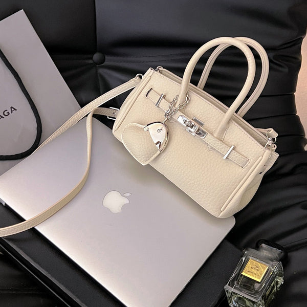 Mini Lychee Pattern PU Leather Tote Bag for Women, angled product view