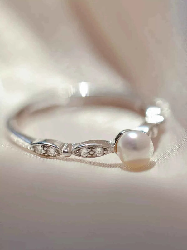 Pearl ring in silver-plated alloy — additional view 4