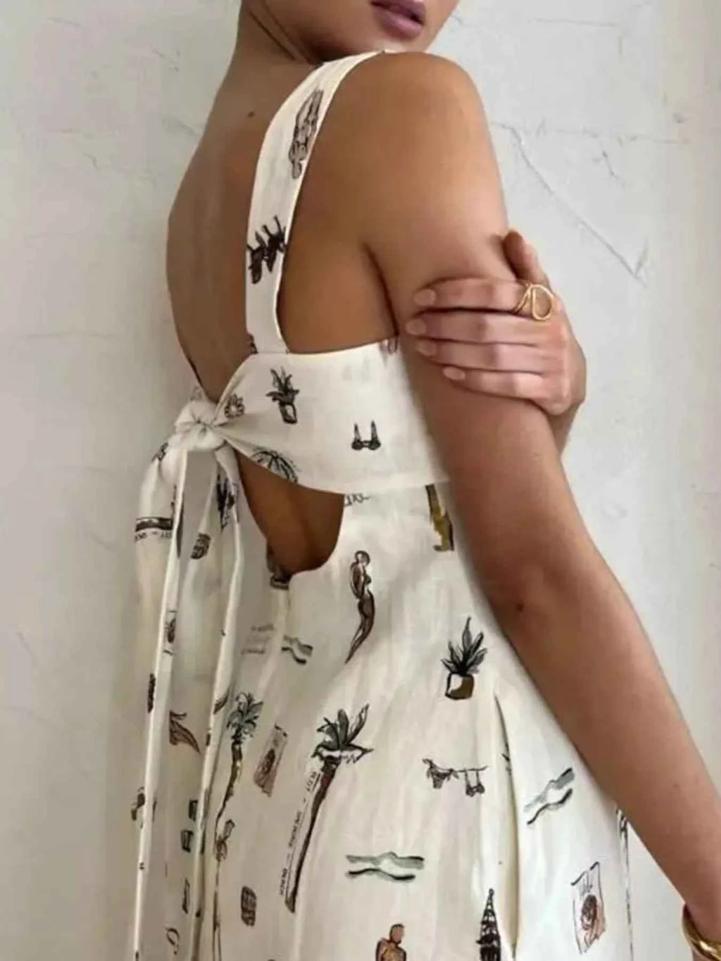 Printed sleeveless maxi dress with pockets — additional view 3