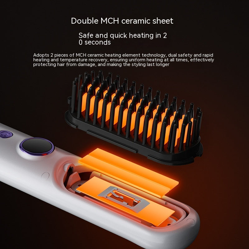 Cordless 2-in-1 Straightening and Curling Comb, close-up product view