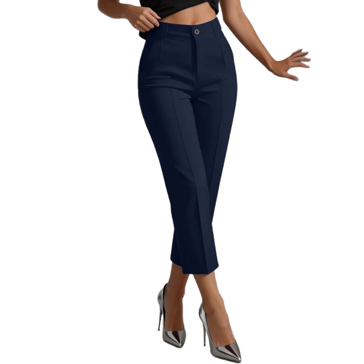 High-waisted drapey straight-leg pants product image