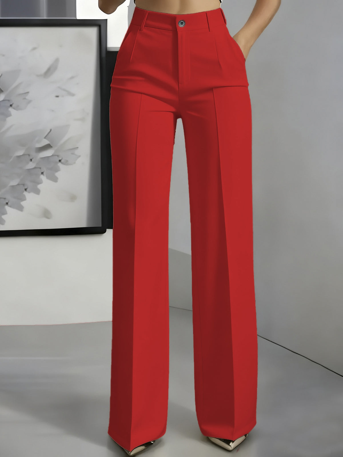 White minimalist polyester pants product image