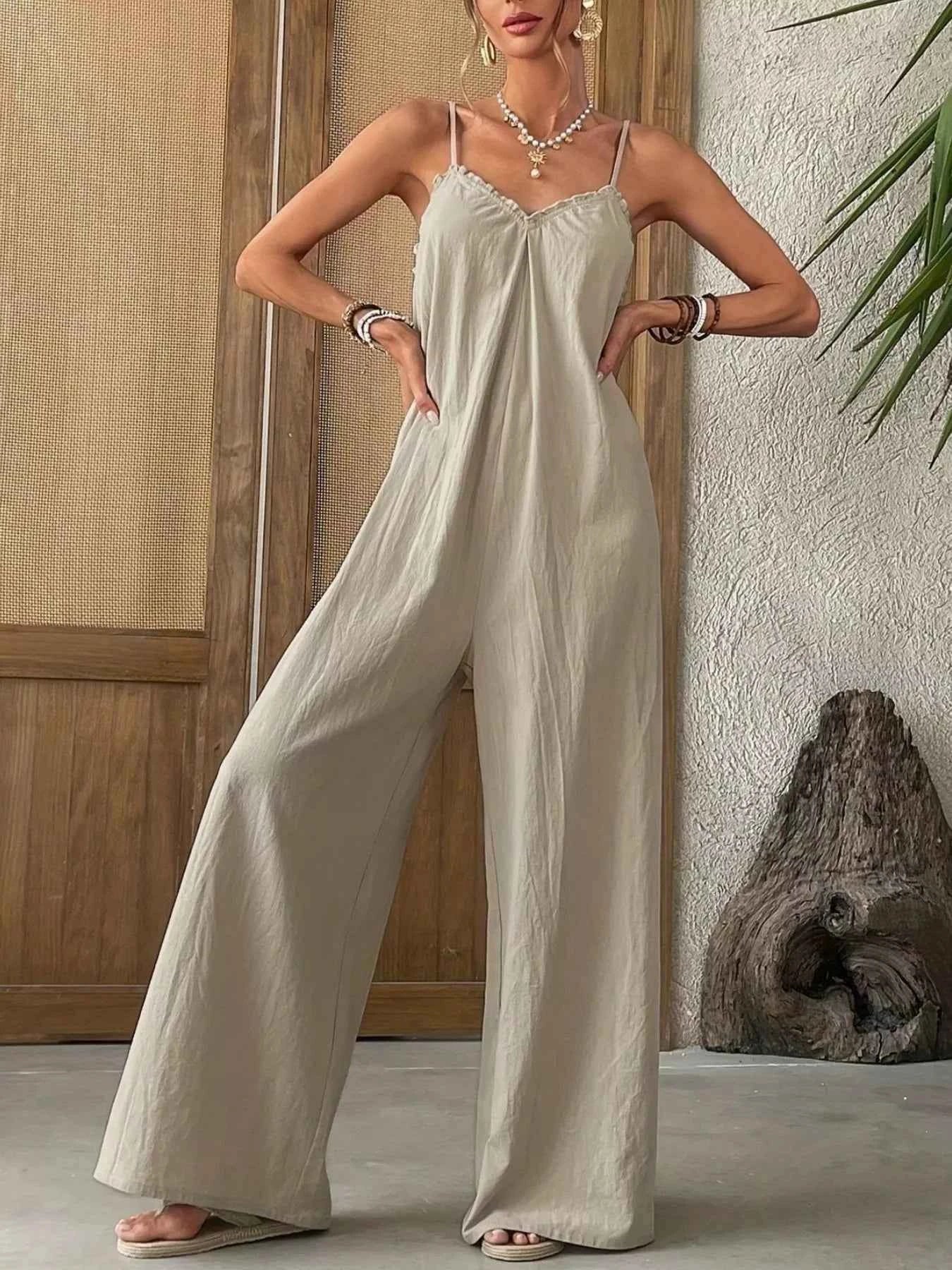 Sleeveless wide leg casual jumpsuit — additional view 3