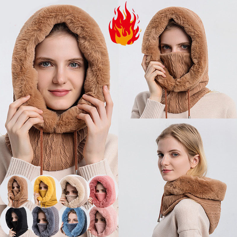 Women's Plush Hooded Hat with Scarf-Splashis, alternate view 1