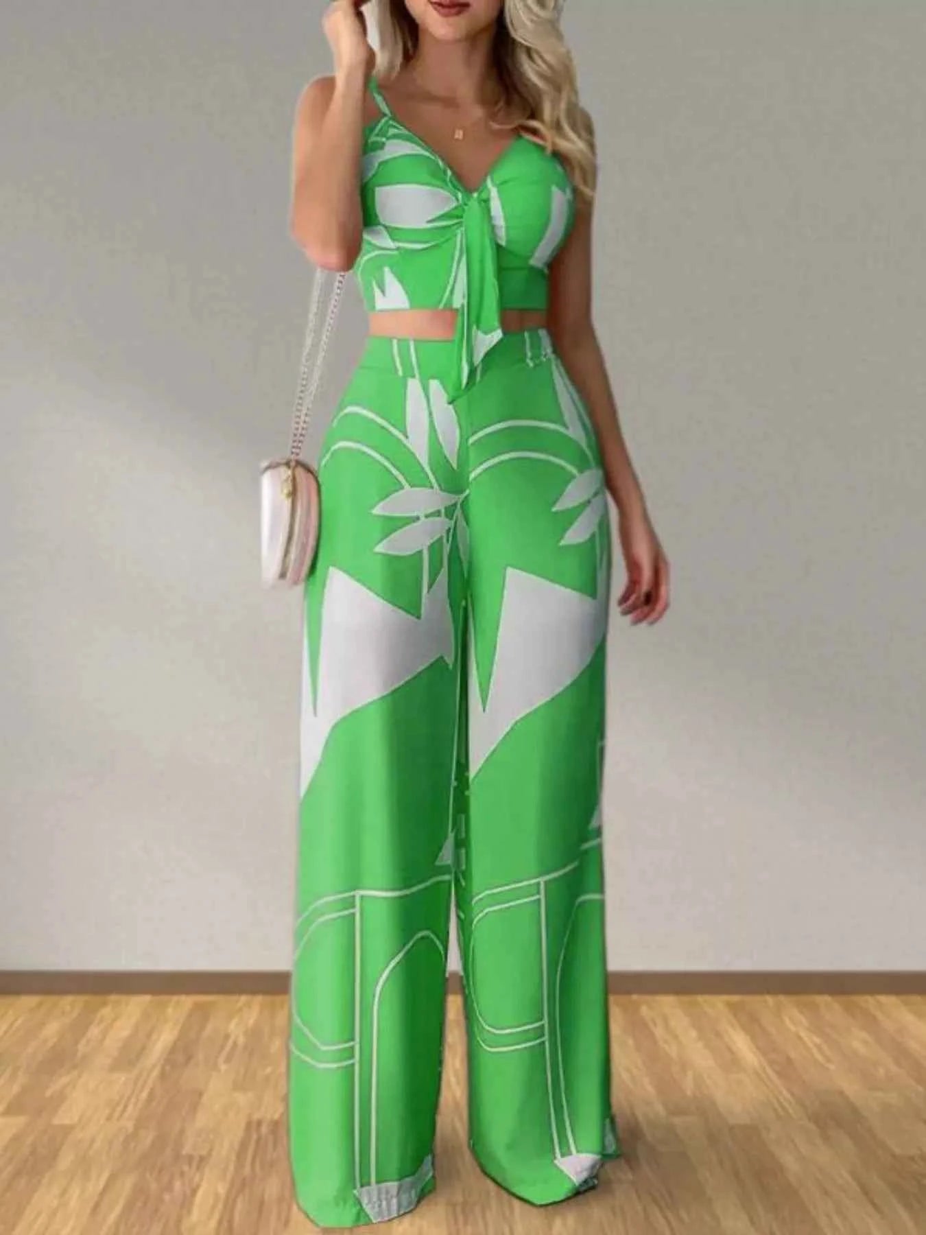 Tropical print spaghetti strap set — additional view 4