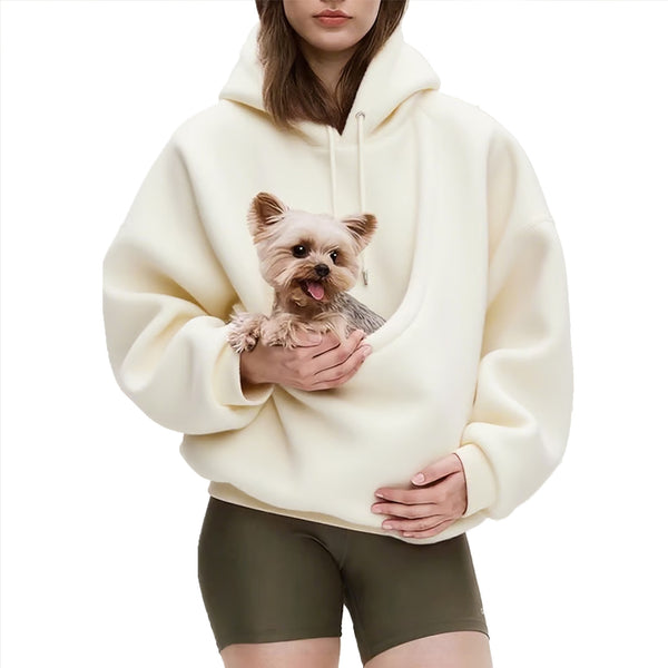 Milky White unisex hoodie with large front pouch pocket for women