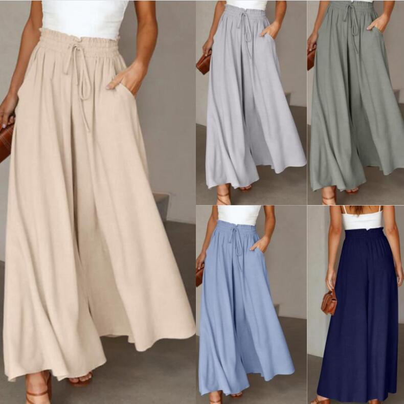 High-waisted wide-leg dress pants product image