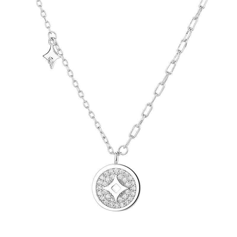 Elegant Coin Pendant Necklace, side product view