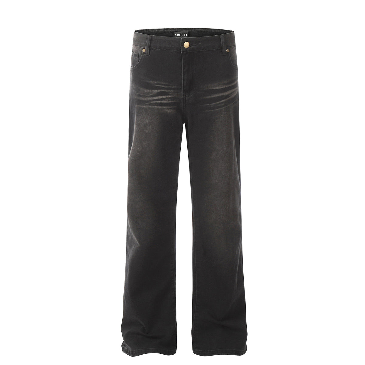 Washed Black Straight-Leg Jeans with Whisker Detail additional product view