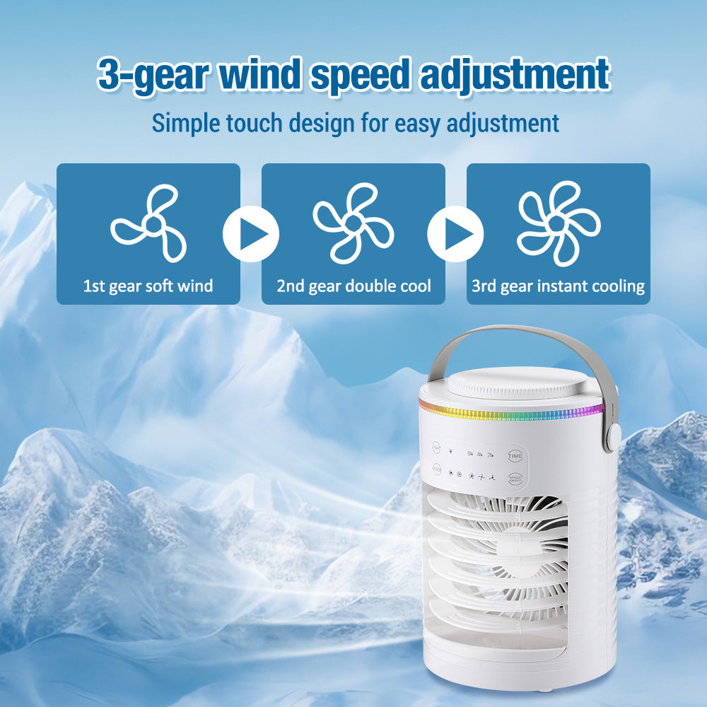 USB desktop cooling fan with mist function and RGB light view 2