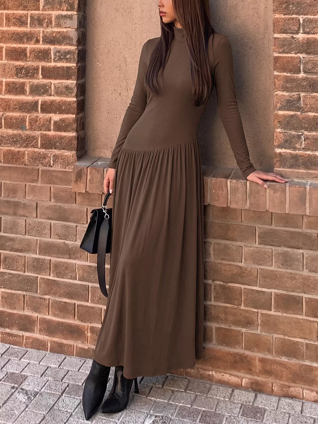 Mock Neck Long Sleeve Midi Dress — additional view 3