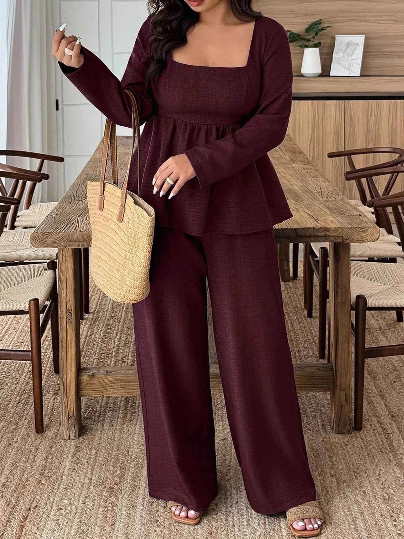 Plus size long sleeve two-piece set — additional view 8