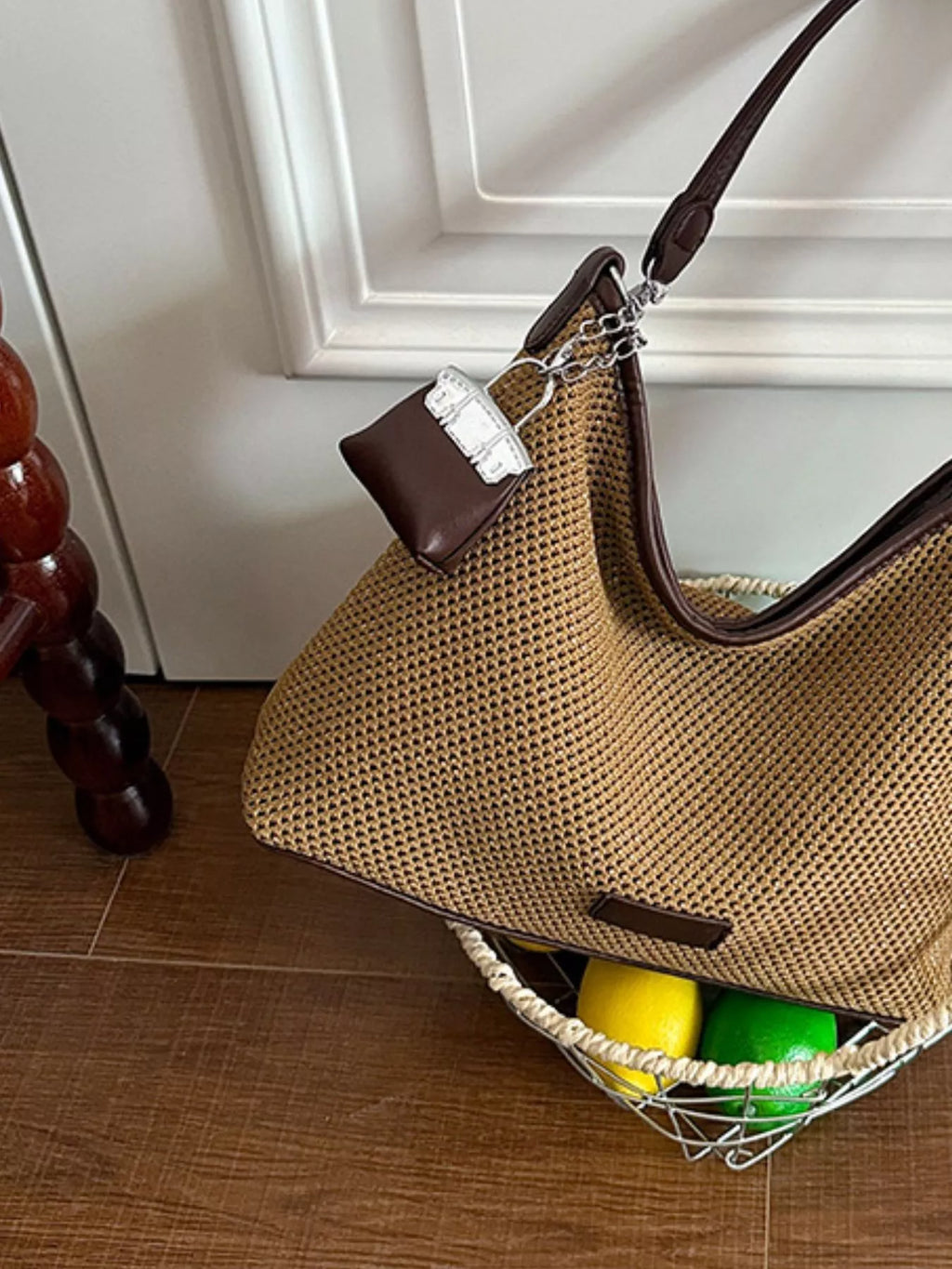 Product detail photo of Woven Straw Crossbody Bag, Handbag, yellow, woven straw crossbody bag, everyday style