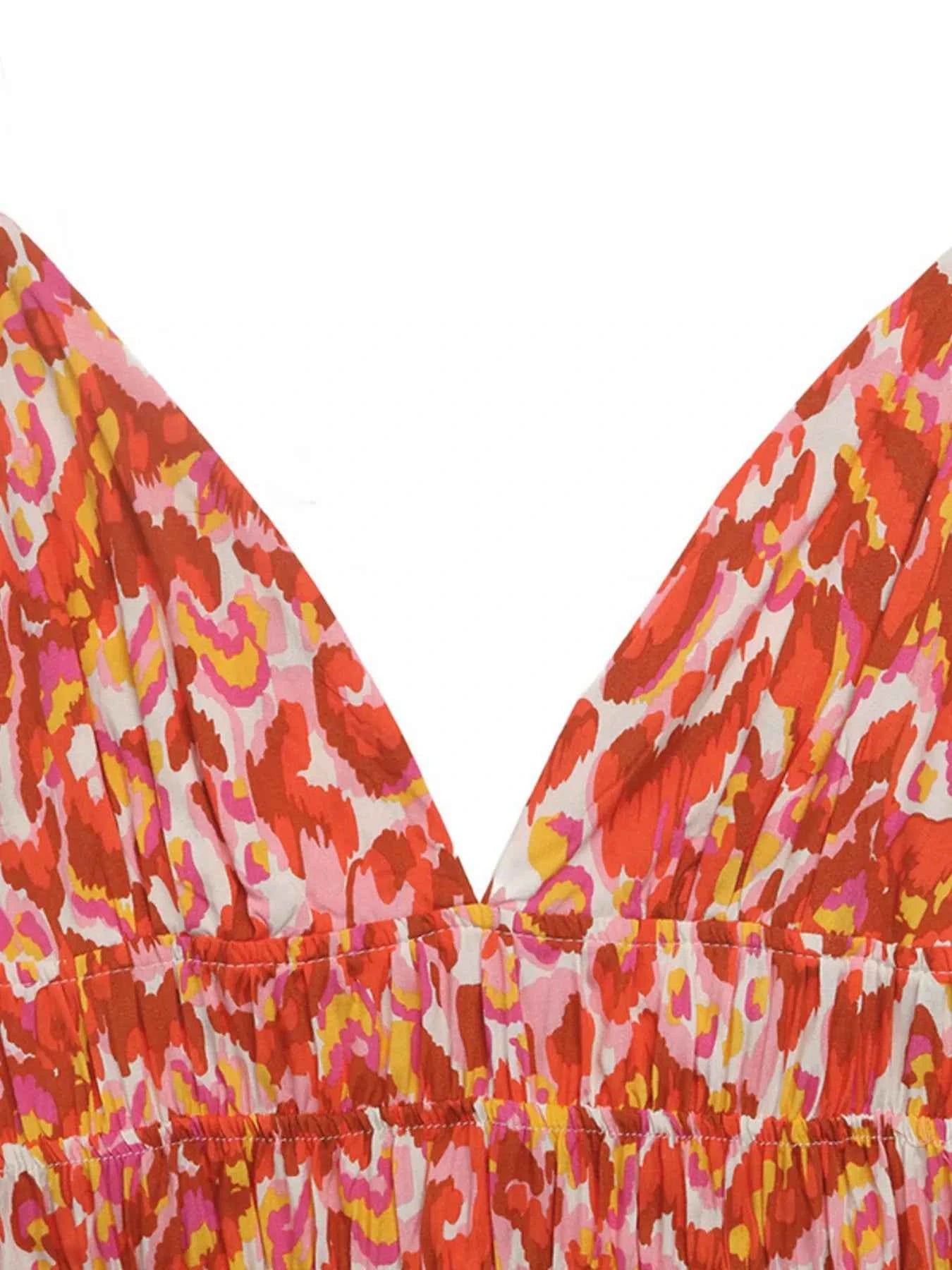 Printed V-neck sleeveless smocked maxi dress — additional view 6