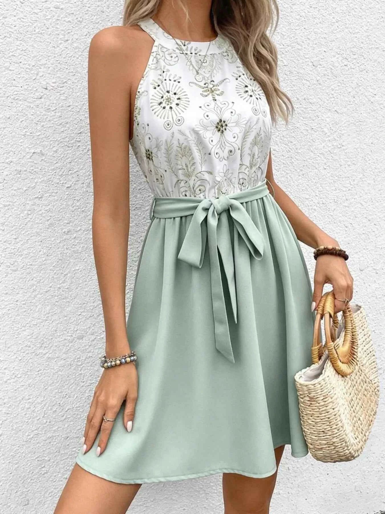 Tie waist A-line dress — additional view 3