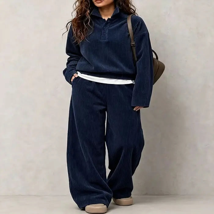 Women's Corduroy Top and Wide-Leg Pants Set product image