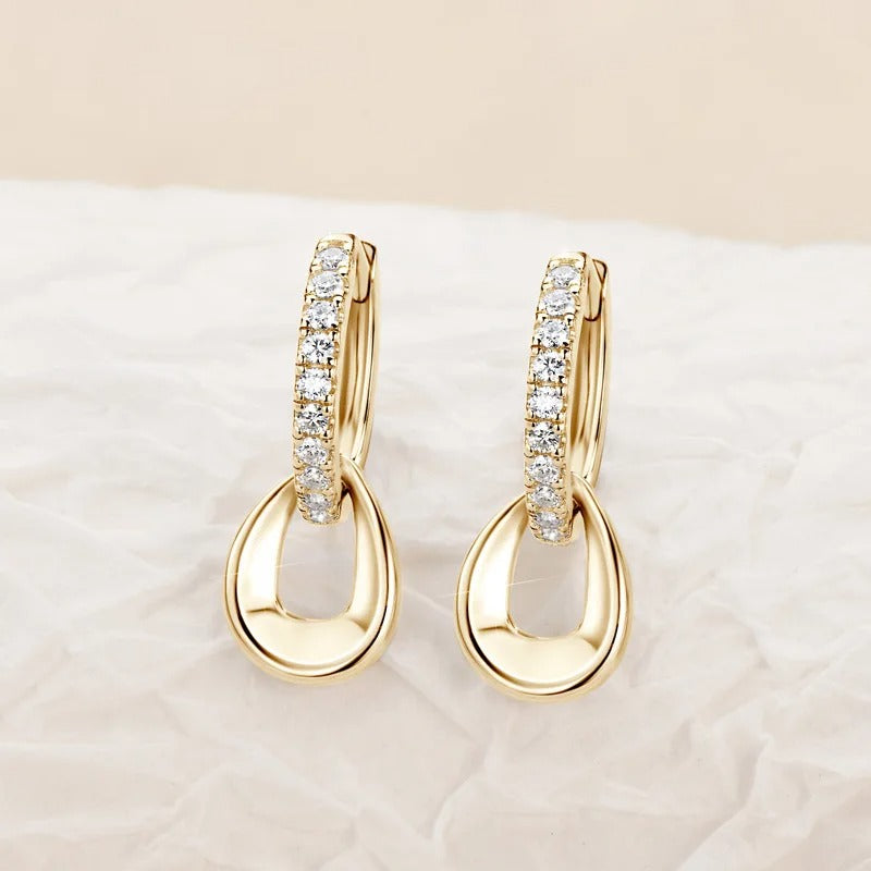 Silver & Gold Plated Tassel Cubic Zirconia Earrings product image