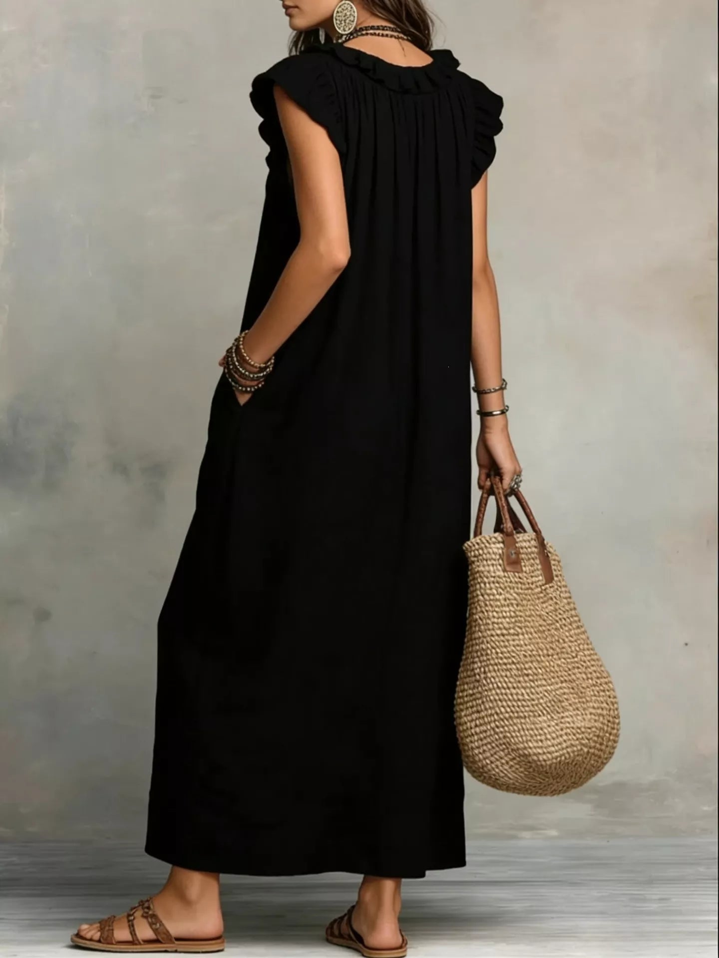 Ruffled V-Neck Maxi Dress — additional view 4