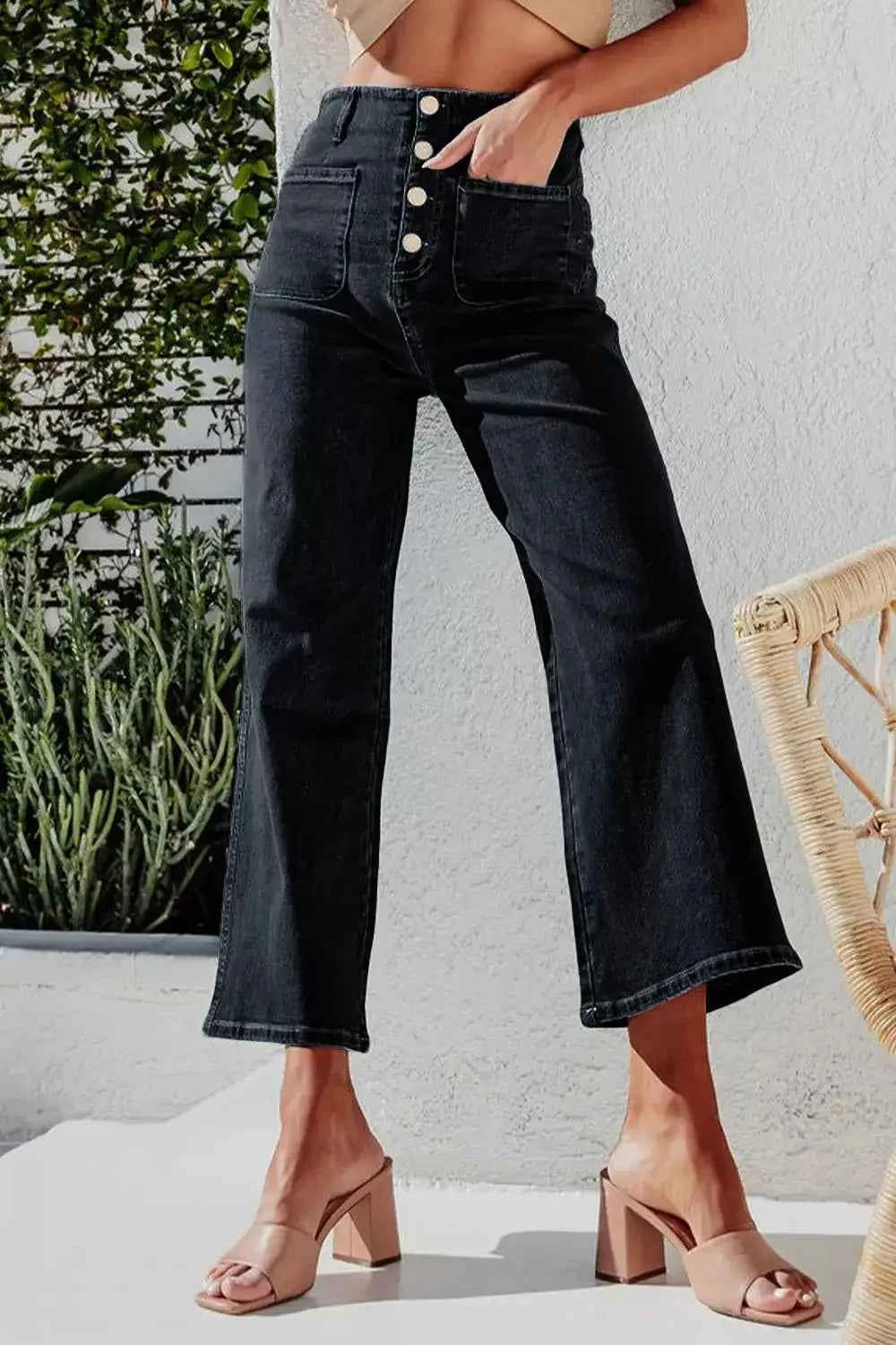 Wide-leg high-waisted jeans — additional view 4