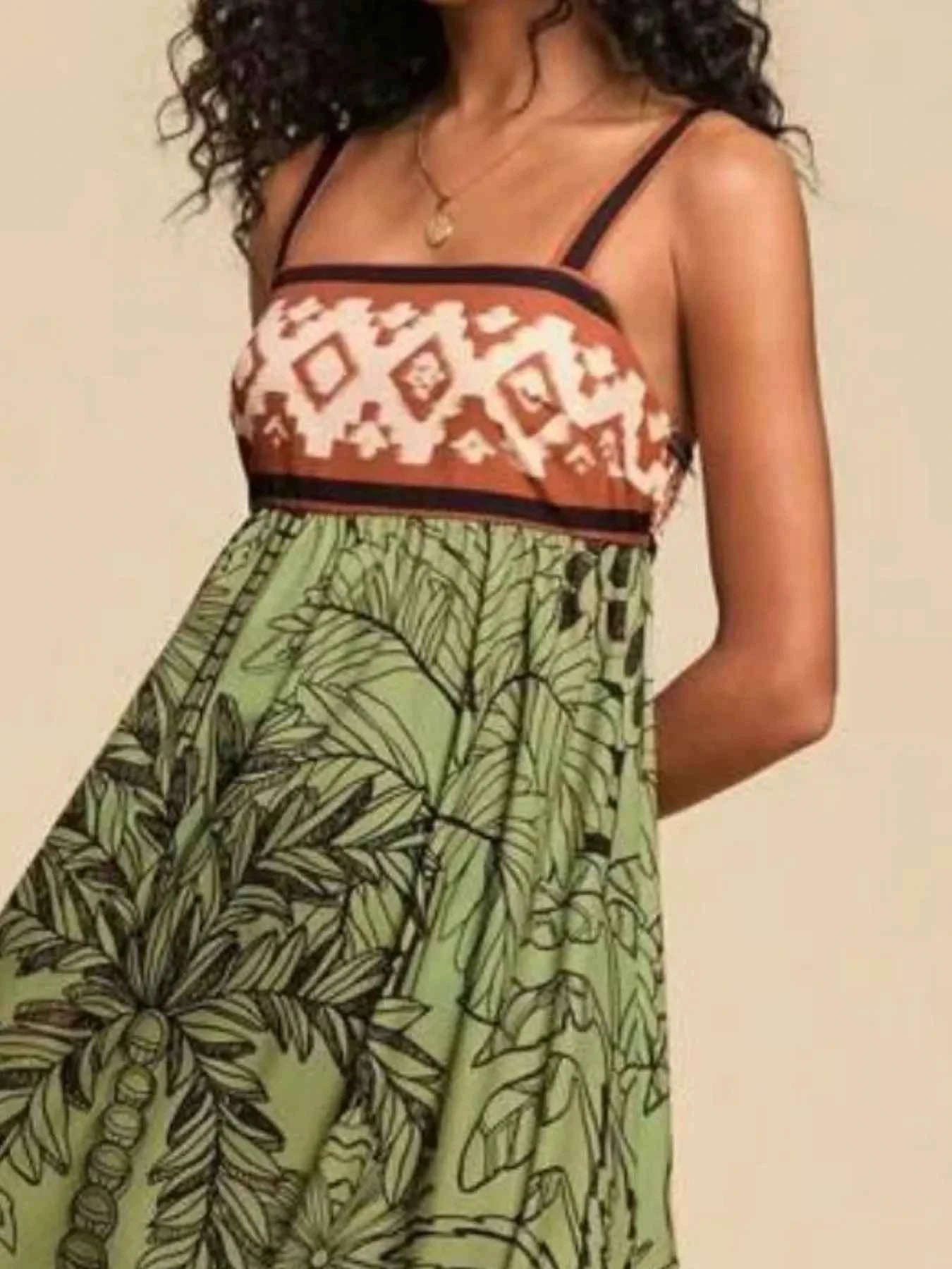Printed square neck maxi dress — additional view 9