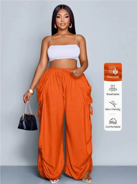 Retro pleated drawstring wide-leg pants product image