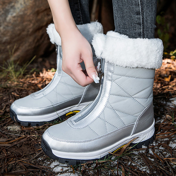 Pink front-zip snow boots