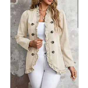 Ruffled lapel denim jacket for women, image 7