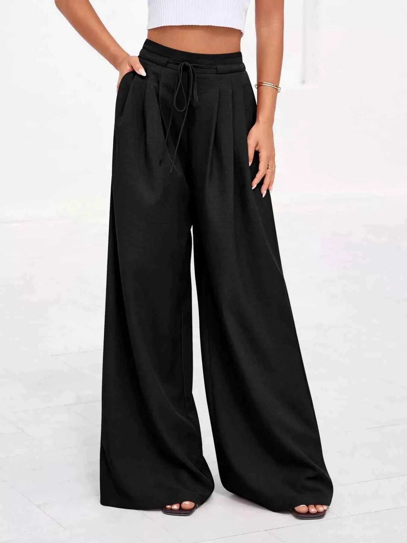 Plus size high-waisted wide-leg pants — additional view 7