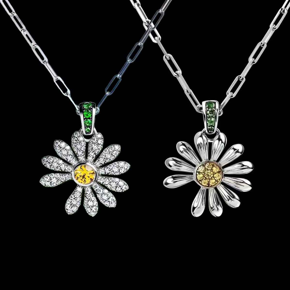 Delicate Daisy Flower Necklace shown in a clear product image