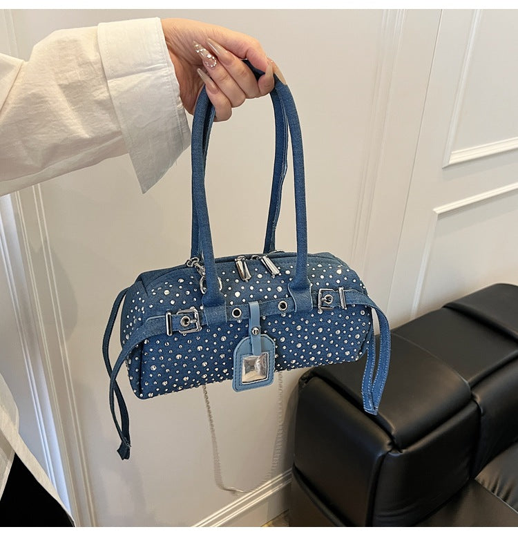 Casual Denim Rectangular Handbag, side product view