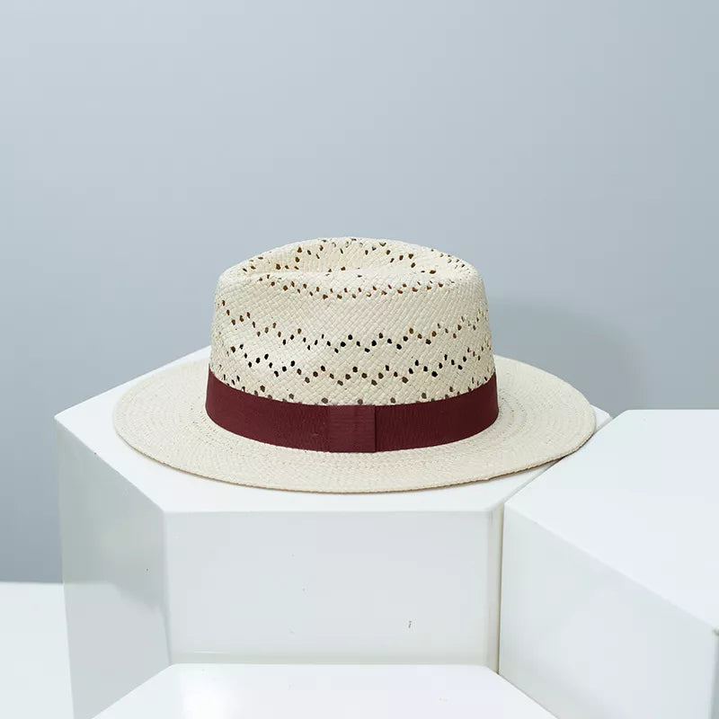 Straw hat with ribbon accent — additional view 3