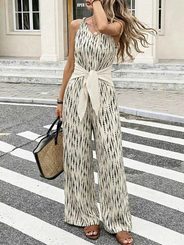 Wide leg tie waist jumpsuit — additional view 3