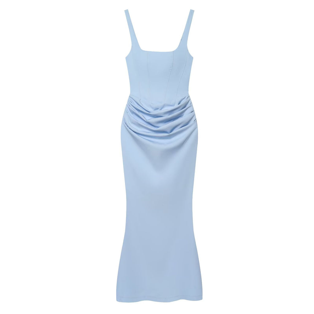 Wrap-Style High-Waist Evening Dress