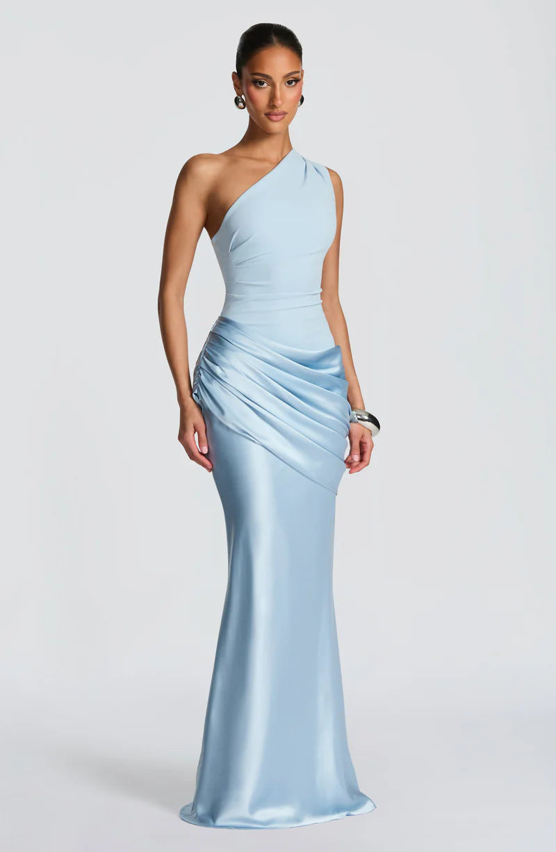 One-Shoulder Satin Mermaid Dress