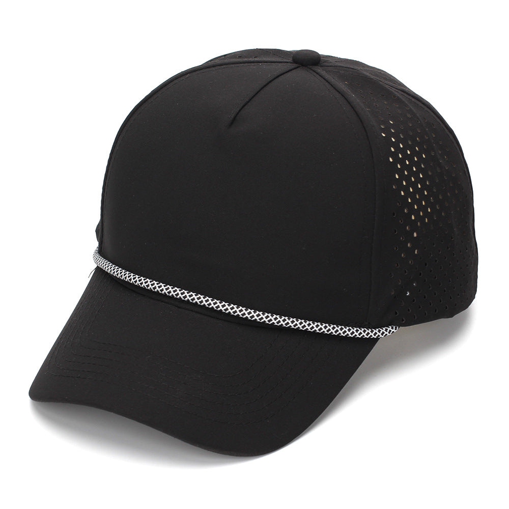 Black perforated quick-dry baseball cap for women