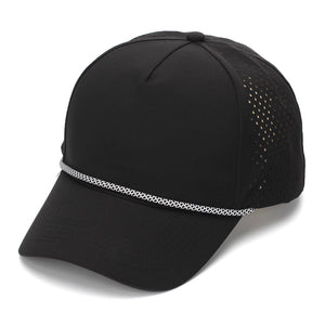 Black perforated quick-dry baseball cap for women