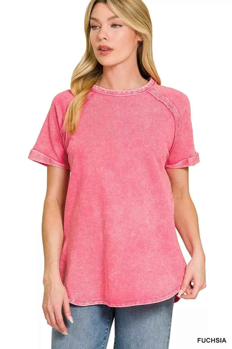 French terry curved hem top — additional view 3