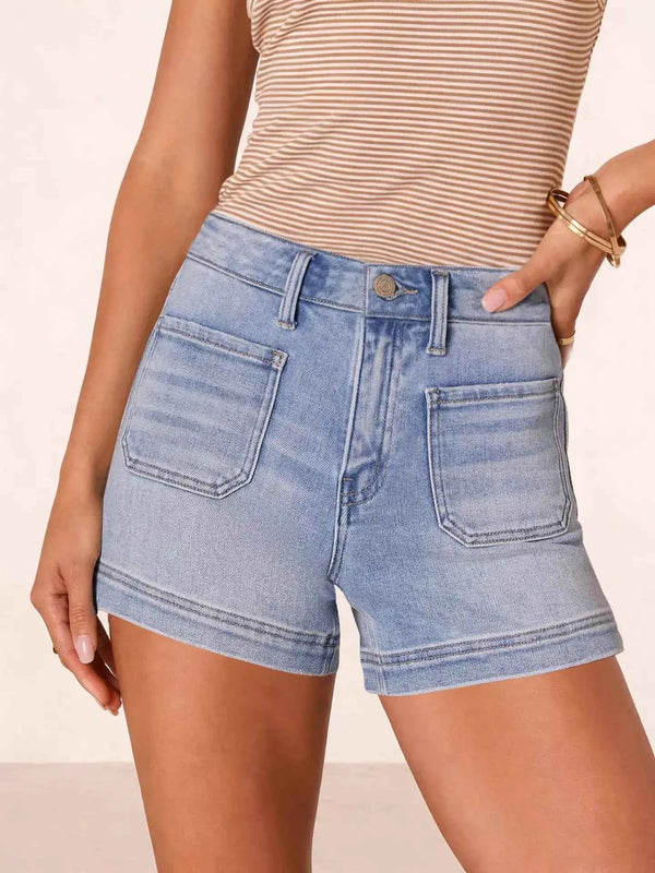 Essential high-waisted denim shorts — additional view 6