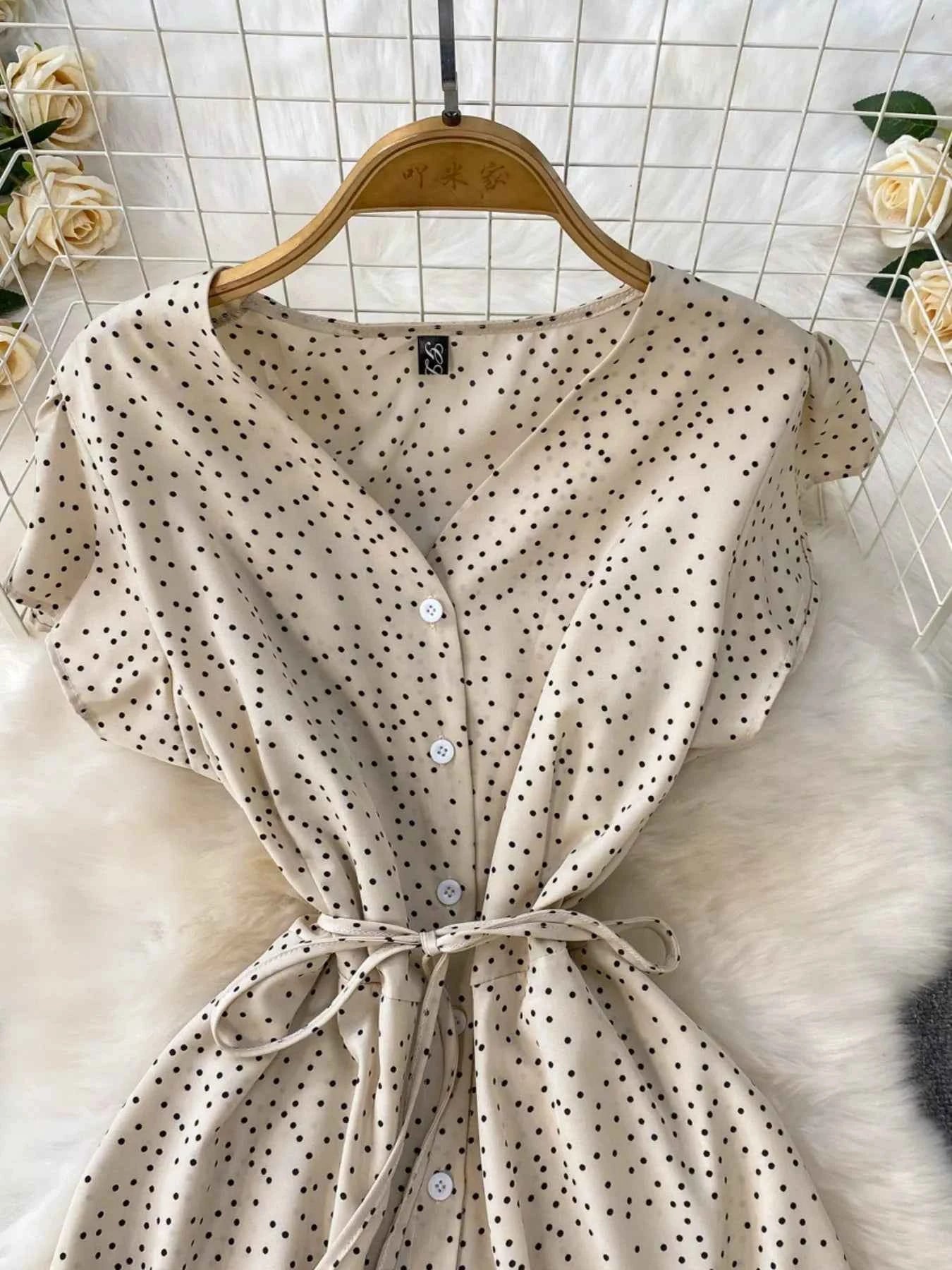 Vintage-Inspired Polka Dot Dress-Casual Dresses-Splashis-Splashis