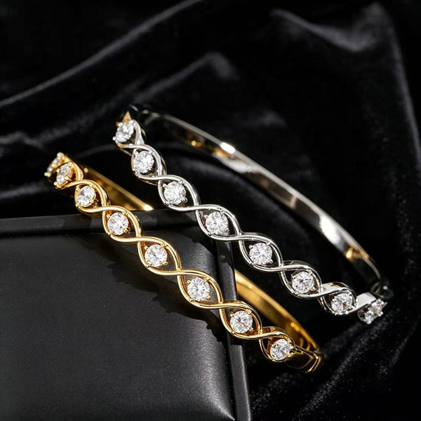 Main product photo of Geometric Zircon Buckle Bangle, geometric zircon buckle bangle