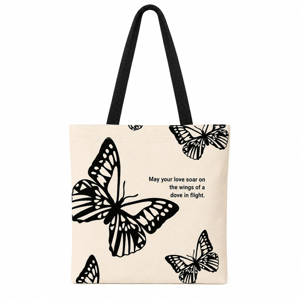 Canvas tote bag shown from side angle
