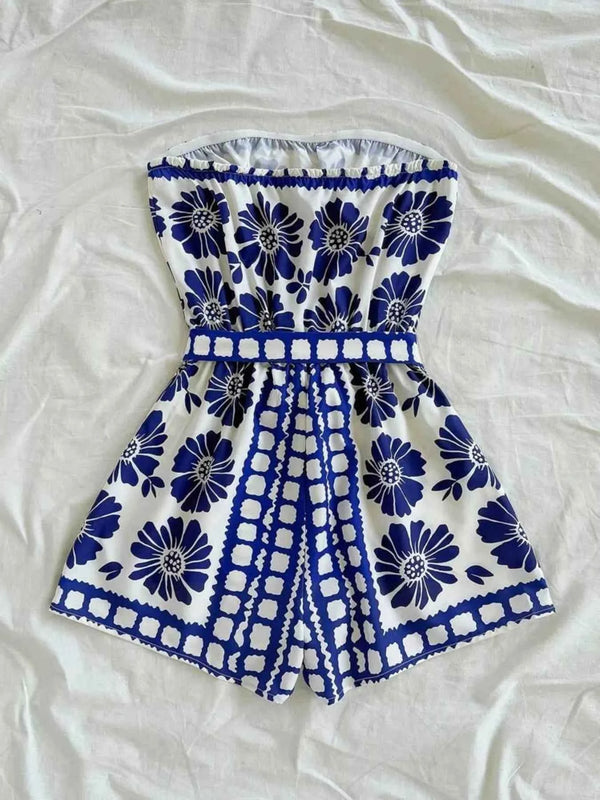 Strapless tie waist romper — additional view 3