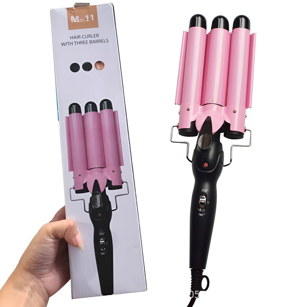 Three-barrel ceramic wave hair curler view 3