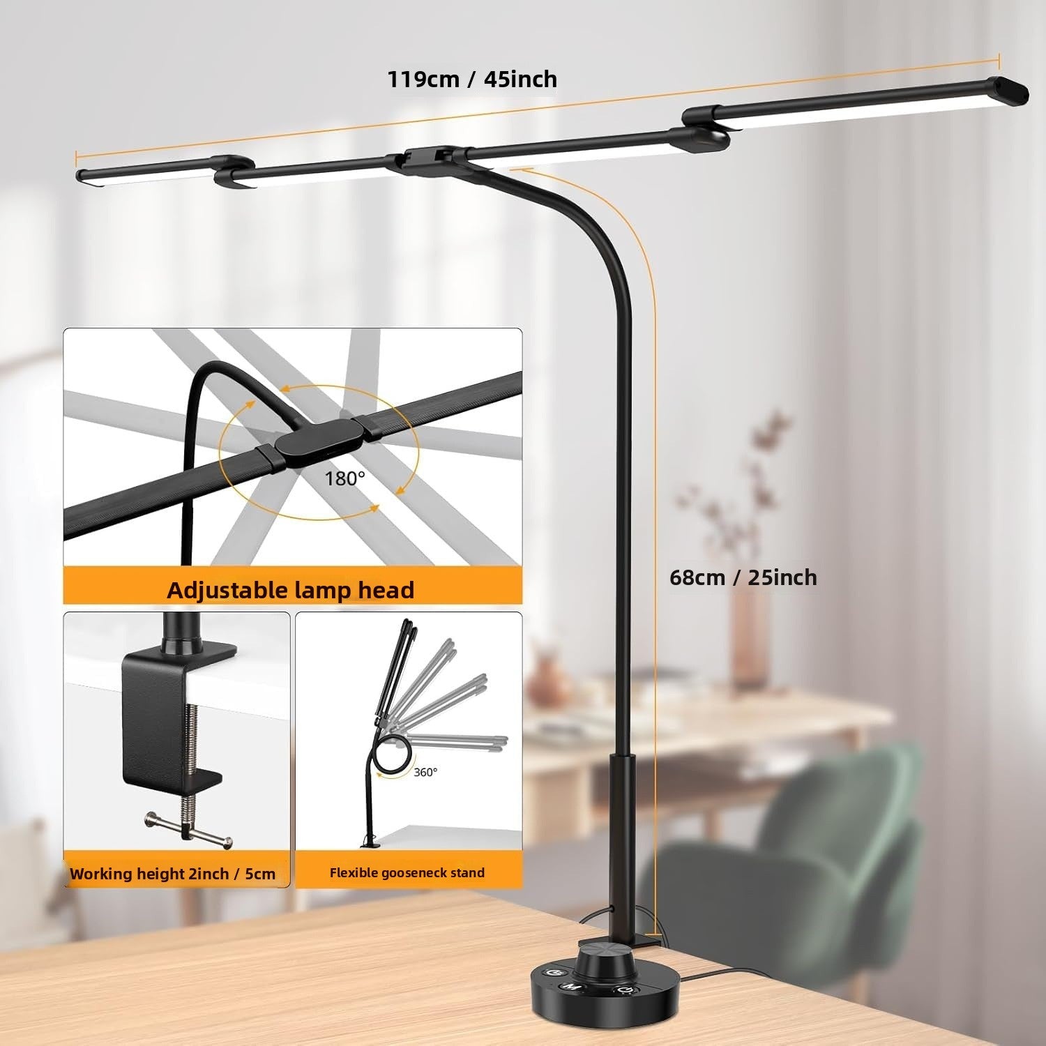 Adjustable LED Desk Lamp with Clip view 3