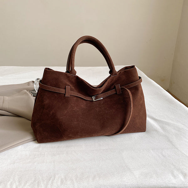 Faux Suede Tote Bag for Women – Large Capacity Shoulder Handbag, product view 11