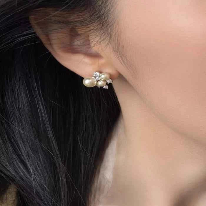 Pearl cluster stud earrings — primary view
