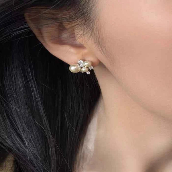 Pearl cluster stud earrings — primary view