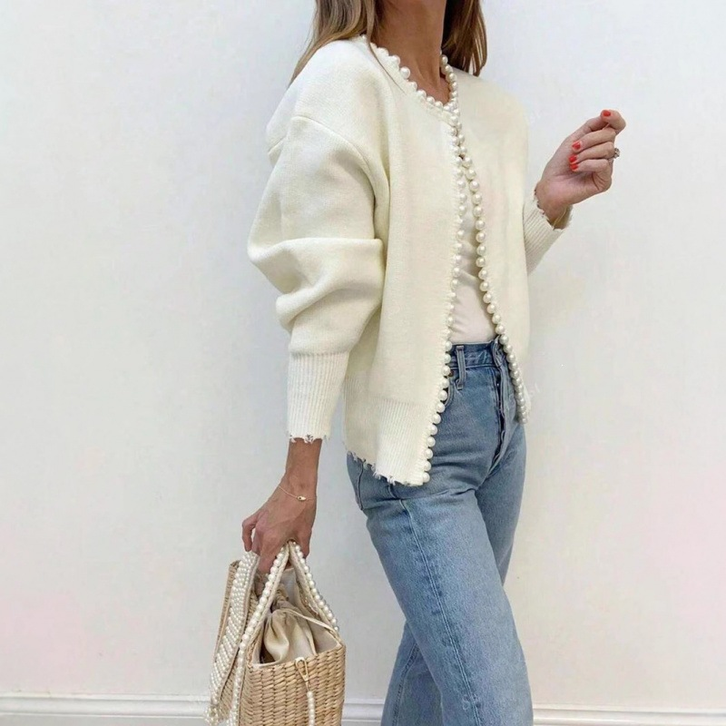Women's Mock Neck Knitted Cardigan-Splashis, alternate view 1