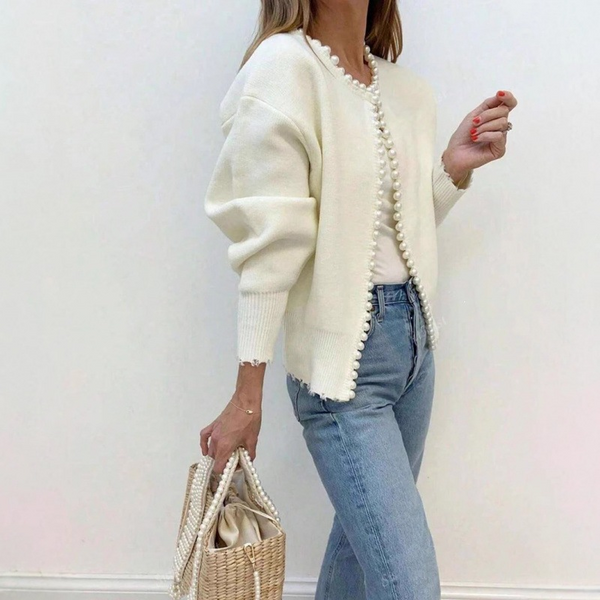 Women's Mock Neck Knitted Cardigan-Splashis, alternate view 1