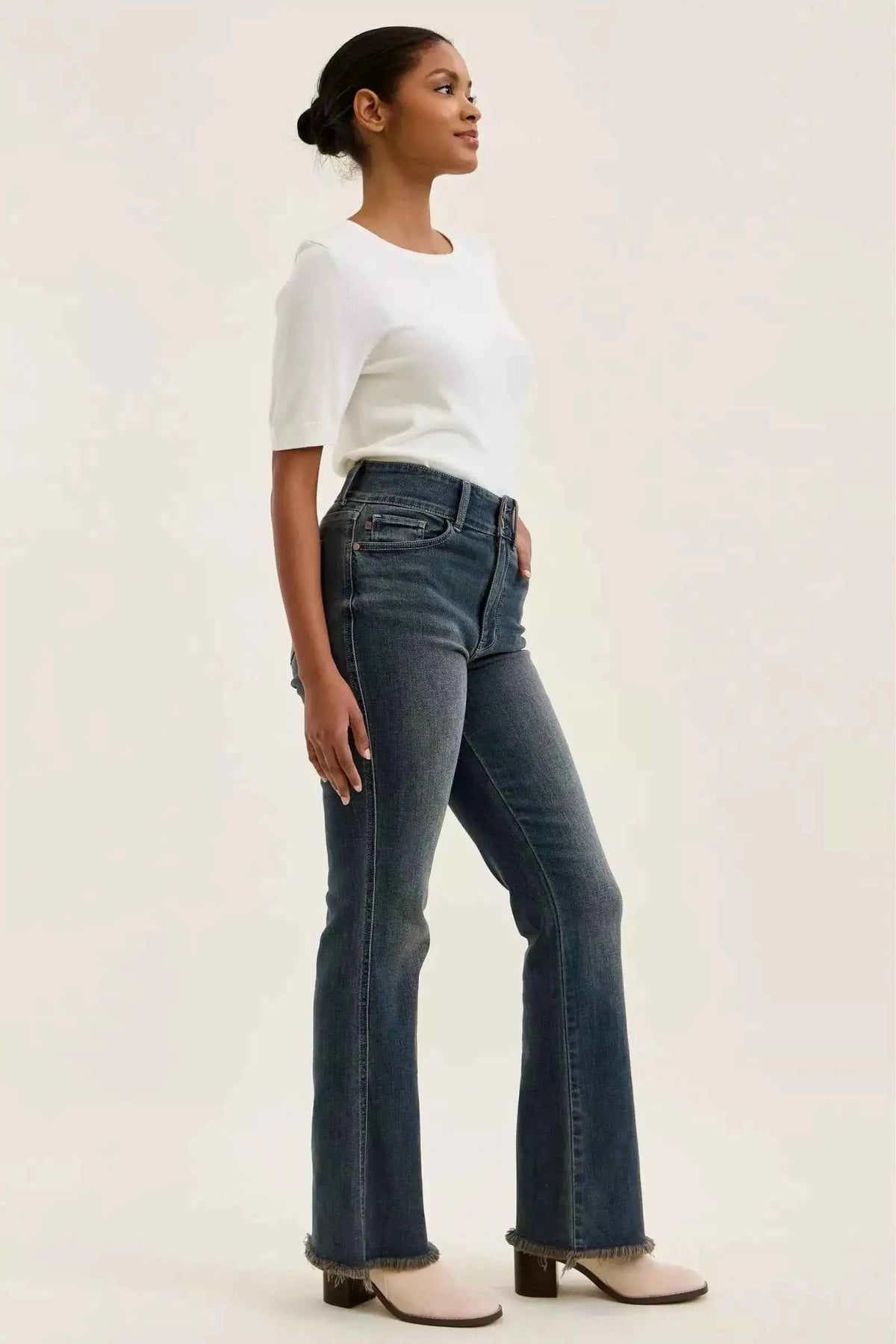 High Waist Frayed Hem Jeans, product view 10